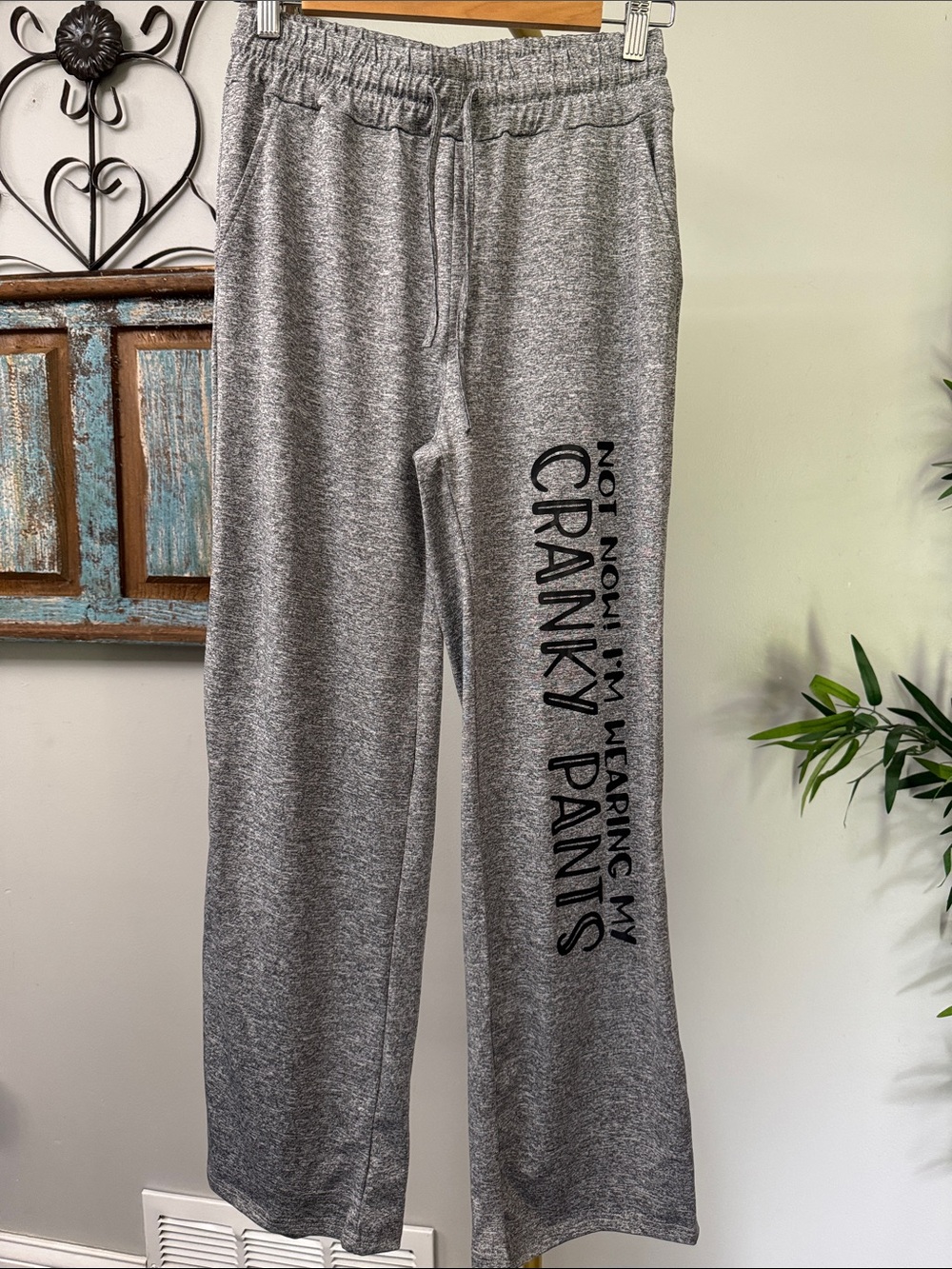 Cranky pants polyester Gray Lounge Pants with 'Cranky Pants' Side Print NWOT M